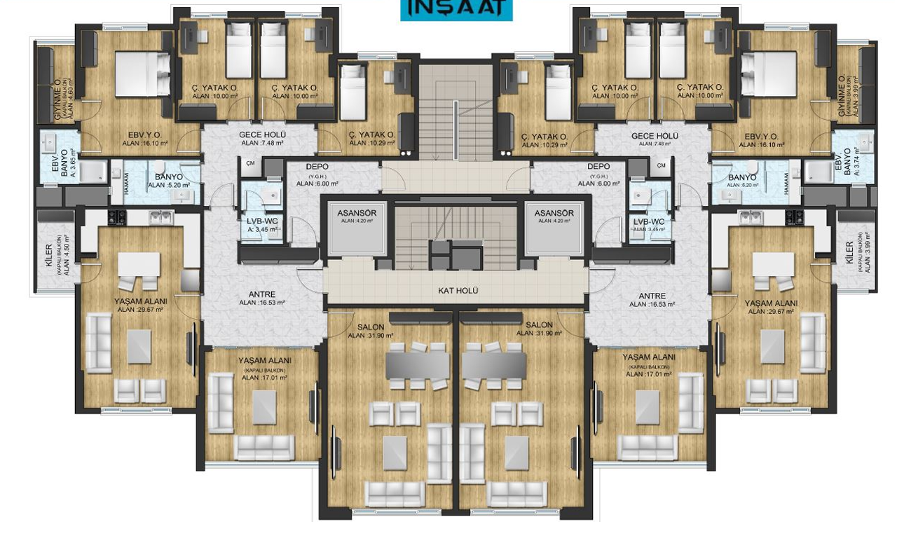 MERAM GAZZE CADDESİNDE KOBİSAN AŞİYAN SİTELERİNDE SATILIK 5+1 ULTRA LÜX DAİRE görsel 2
